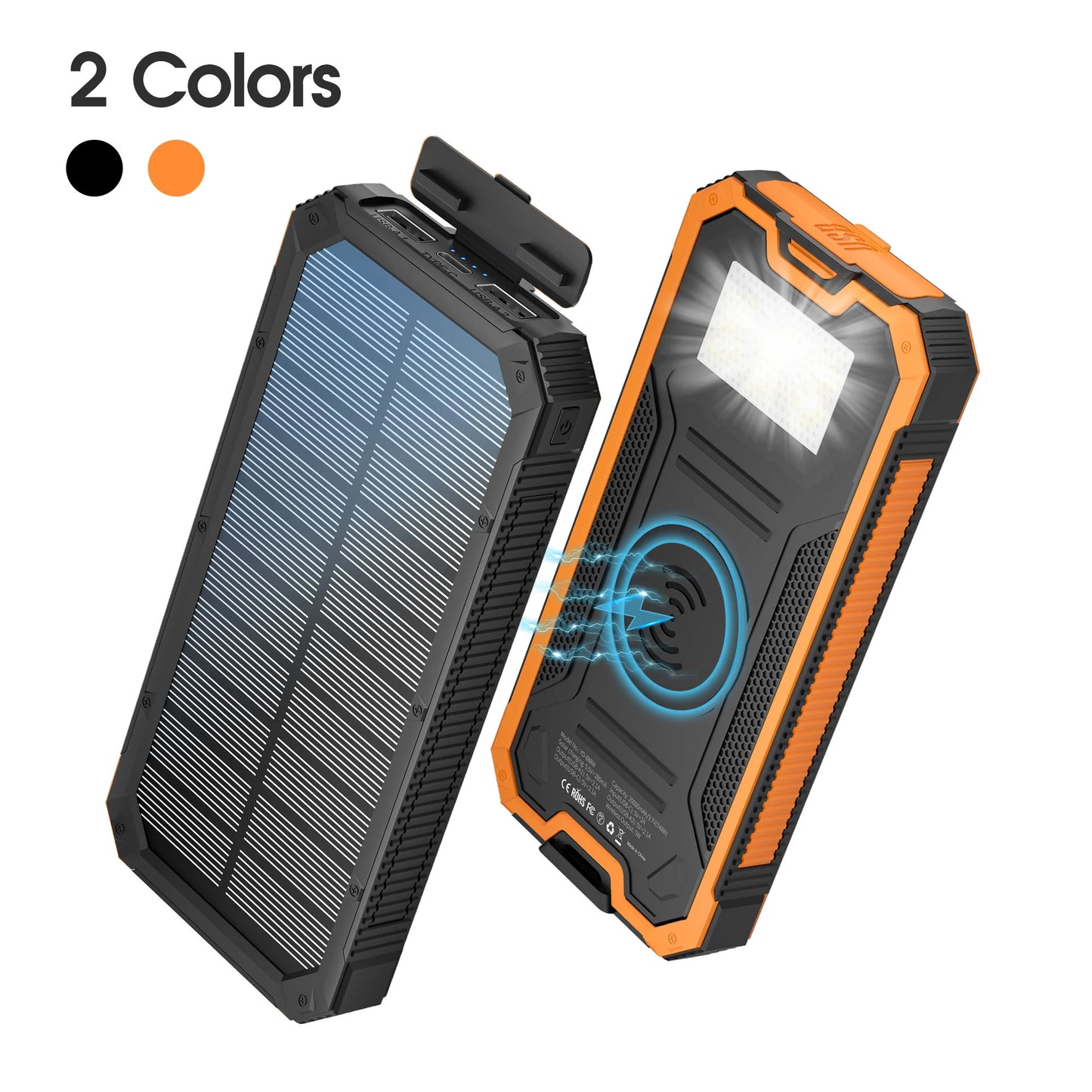 20,000mAh Solar Power Bank – Wireless, USB-C, Waterproof, LED Flashlight